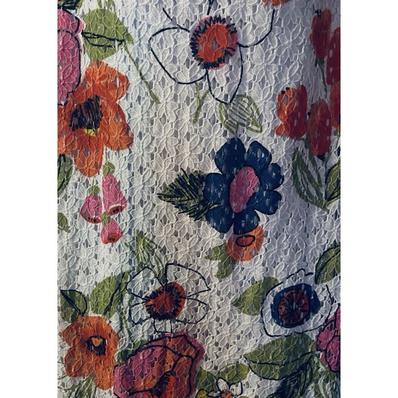Trina Turk Multi Color Floral  Eyelet Lace Off The Shoulder Dress Women's Size 8 - Picture 4 of 9